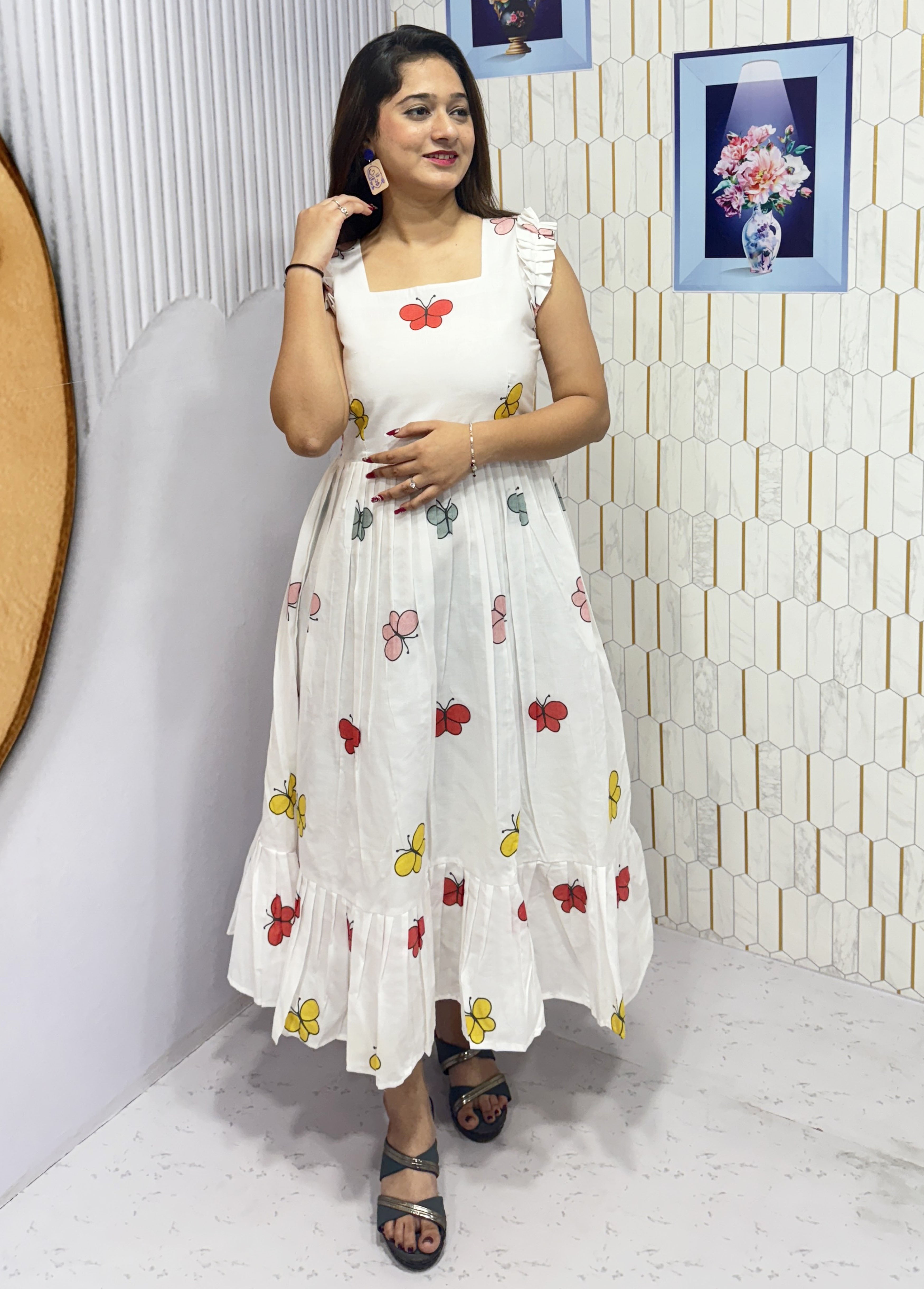BUTTERFLY-COTTON PRINTED WESTERN FROCK