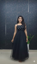 Feni-Elegant long gown with detachable kotti (jacket-style layer)